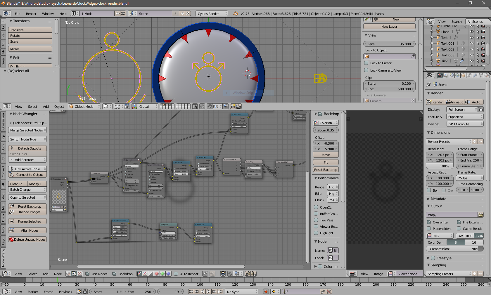 Blender window with 3D object and material nodes