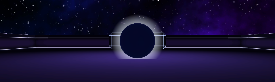 Ear Hockey screenshot; objects have bold blue and purple textures