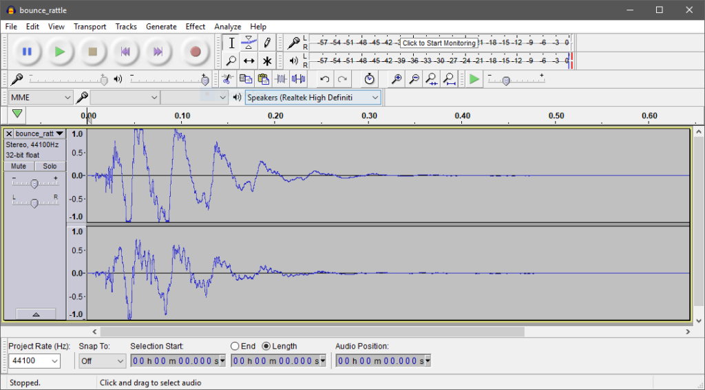 a sound file open in Audacity