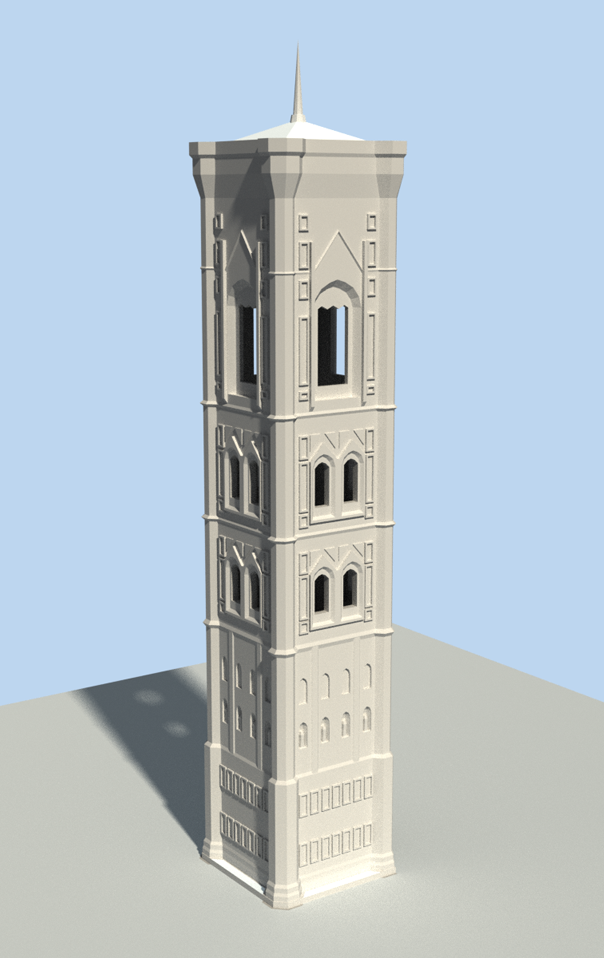 a 3D rendering of the Campanile model