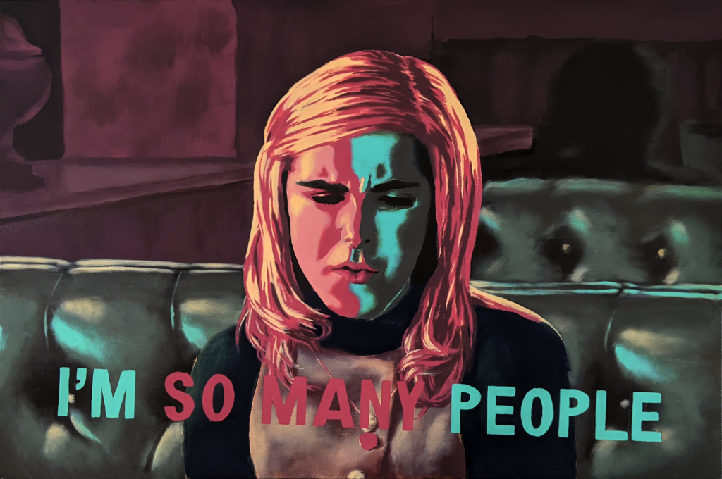 Vibrant painting of Sally Draper from Mad Men saying "I'm so many people."